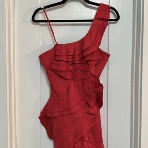 Red BCBG Ruffled Cocktail Dress